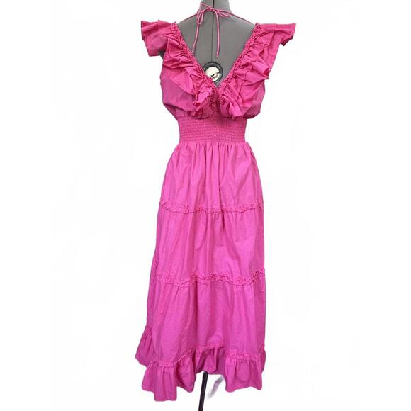 House of Harlow Pink Ruffle Maxi Dress with Pockets Size S - Picture 4 of 8